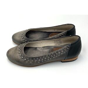 Freebird Women's Blossom Leather‎ Studded Flats Gunmetal Grey Size 6